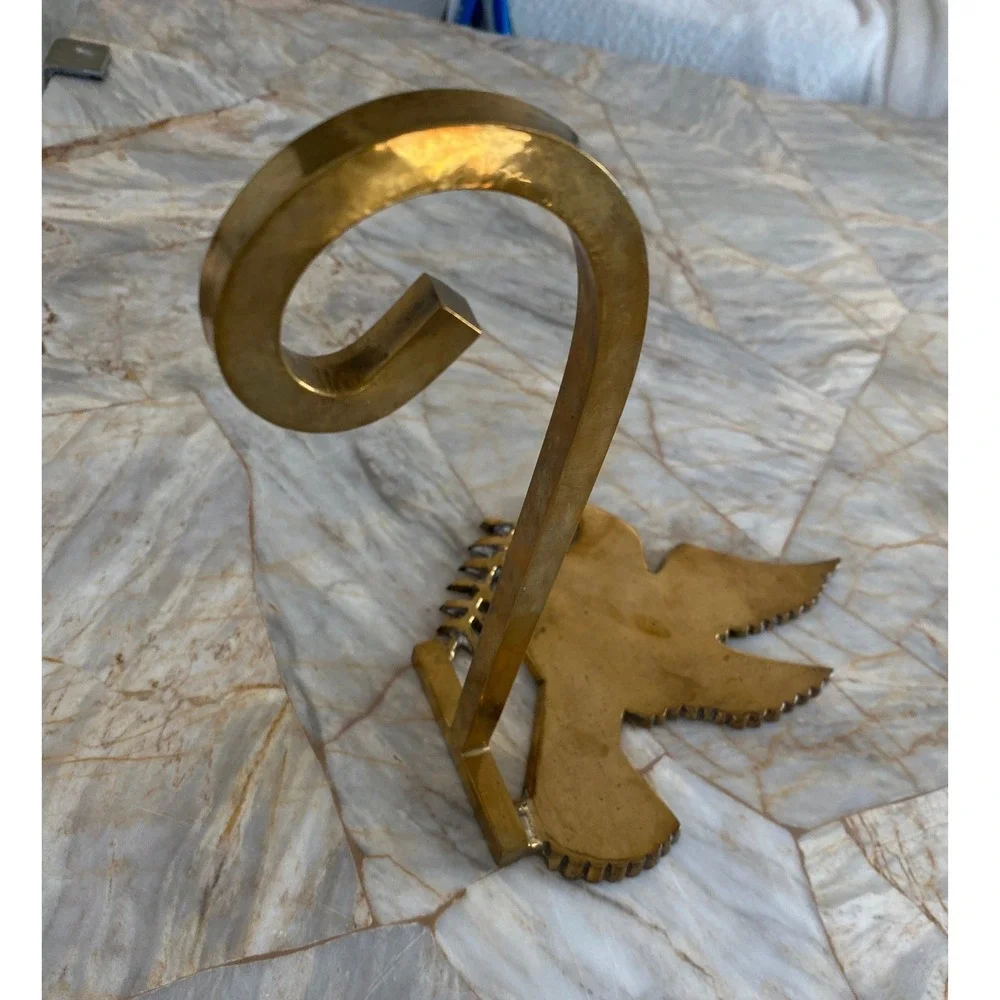 Vintage Solid Brass Christmas Stocking Holders Set of 2 Angel and Dove Gold